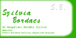 szilvia bordacs business card